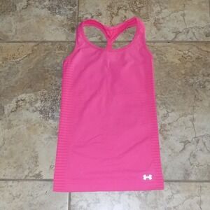 Under Armour Tank Top Womens Small Pink Good Racerback Seamless Shelf Bra Active